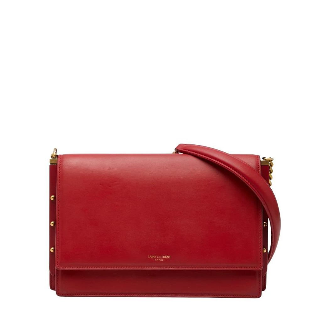 Saint Laurent Zoe Chain Shoulder Bag Red Leather